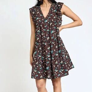 Floral Flutter Sleeve Dress
